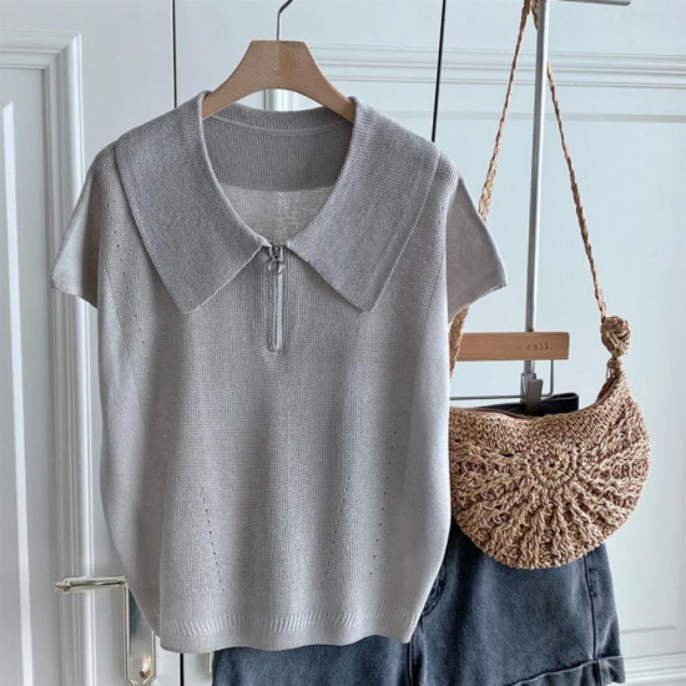 New ArrivalS Open Run Women S Short Sleeve Knit Collar Neck Punching viScoSe Lo0