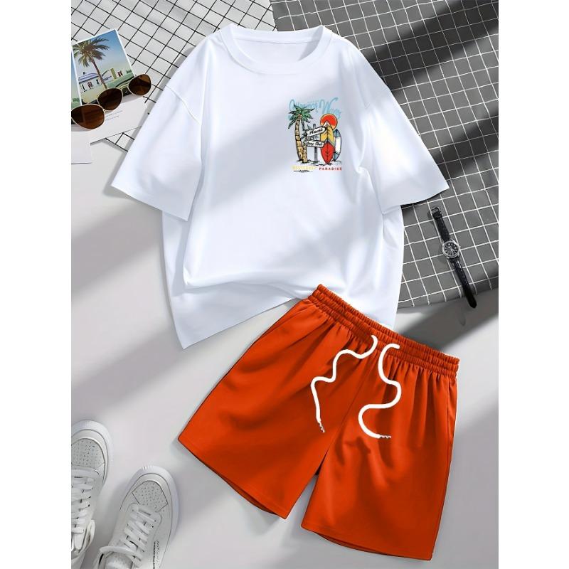 

Men s new short-sleeved shorts suit, comfortable and casual wear for summer outdoor activities 8XL