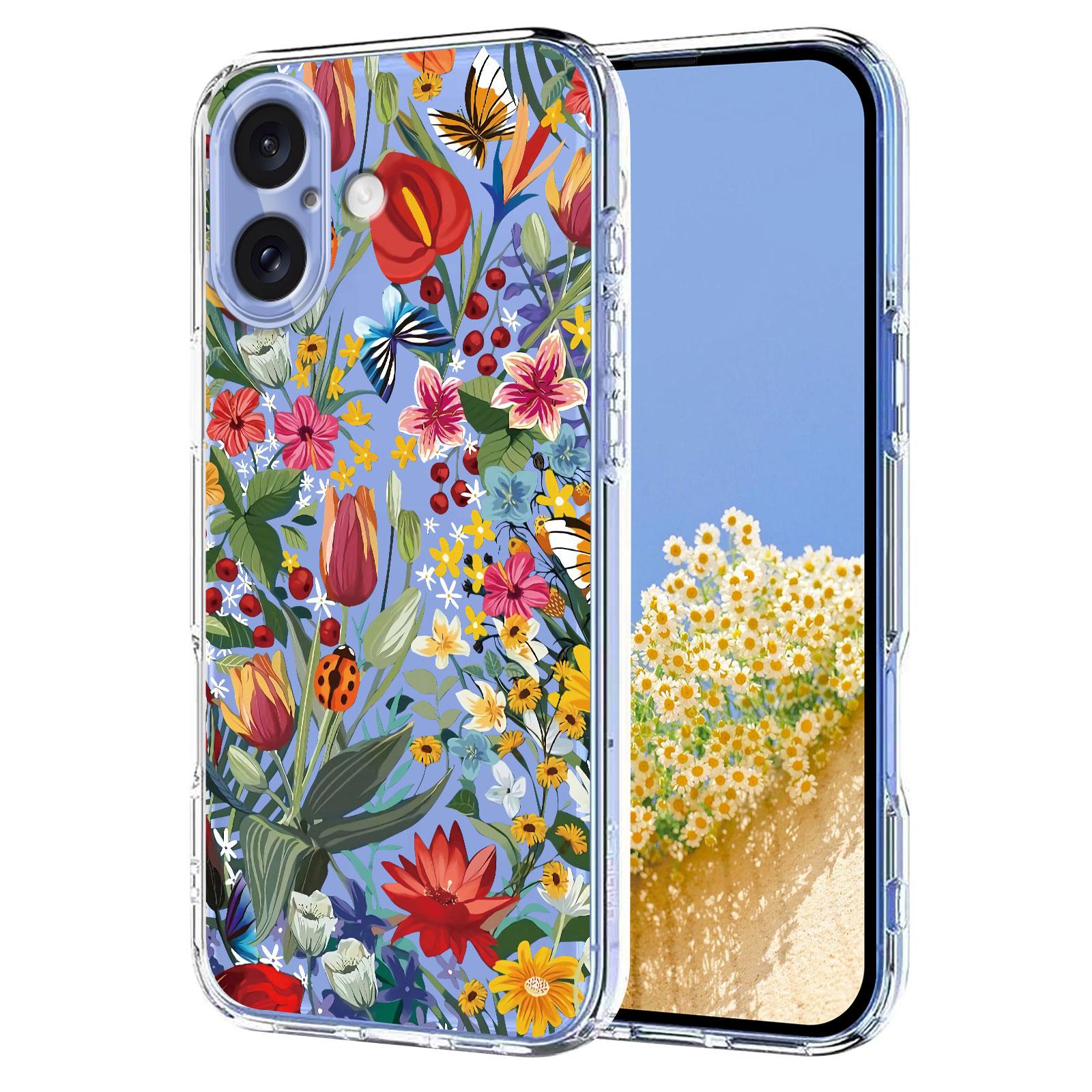 

For iPhone 17 Case Butterfly Floral Pattern Printing TPU Phone Back Cover