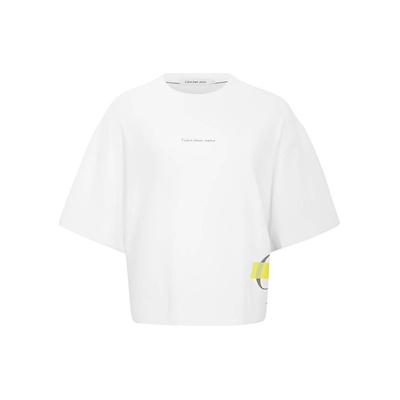Solid Color Round Neck Simple Fluorescent Logo Breathable Short Sleeve T-Shirt Women Tops White J218905-YAF