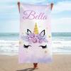 Personalisierbares Einhorn-Strandtuch mit Namen für Mädchen Jungen Schwimmen Sport Reisen Personalisierte Strandtücher Schnelltrocknend Personalisierbares Badetuch