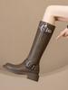 Boots Women's Retro British Style Long Knight Boots 2025 Autumn and Winter New Fashion Belt Buckle High Western Boots