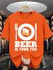 Unisex O Neck Tee Beer Tableware Letter Print Cotton Short Sleeve Loose Summer Street Breathable Daily Casual Basic Wear Top