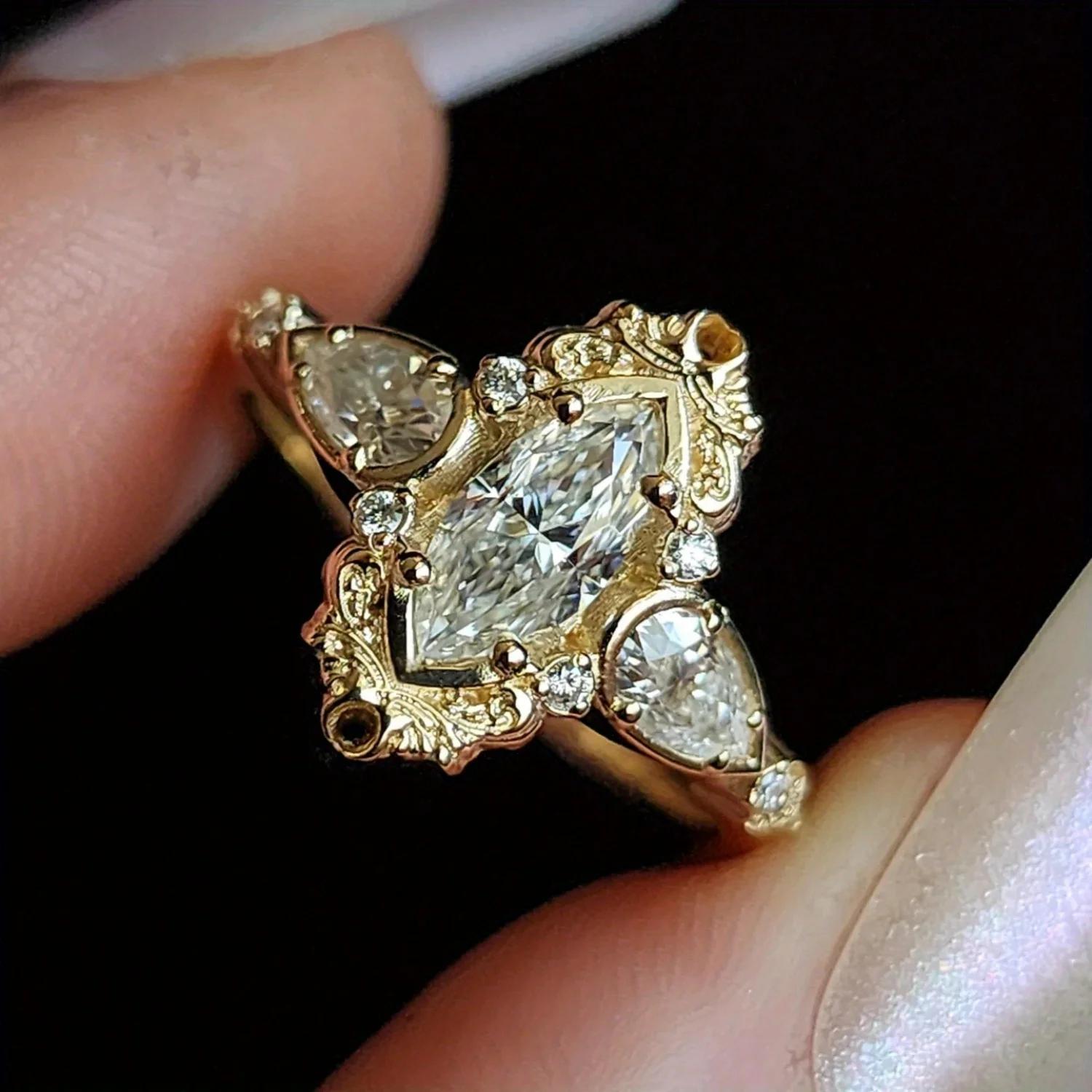 

Exquisite Engagement Proposal Ring Women s Luxury Glitter Fashion Zircon Wedding Banquet Accessory Birthday Gift 7