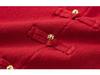 Elegant Plus Size Women's Red Jacket - New Chinese National Style, Autumn 2025 Knitwear, Style 22115