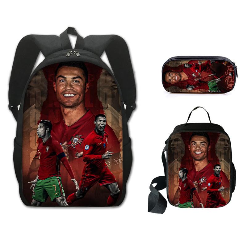Set Zaino da Fan Coppa del Mondo 2026 Zaino 3 in 1 Borsa a Tracolla Astuccio Zaino Scolastico per Studenti Grande Capacità Tema Calcio