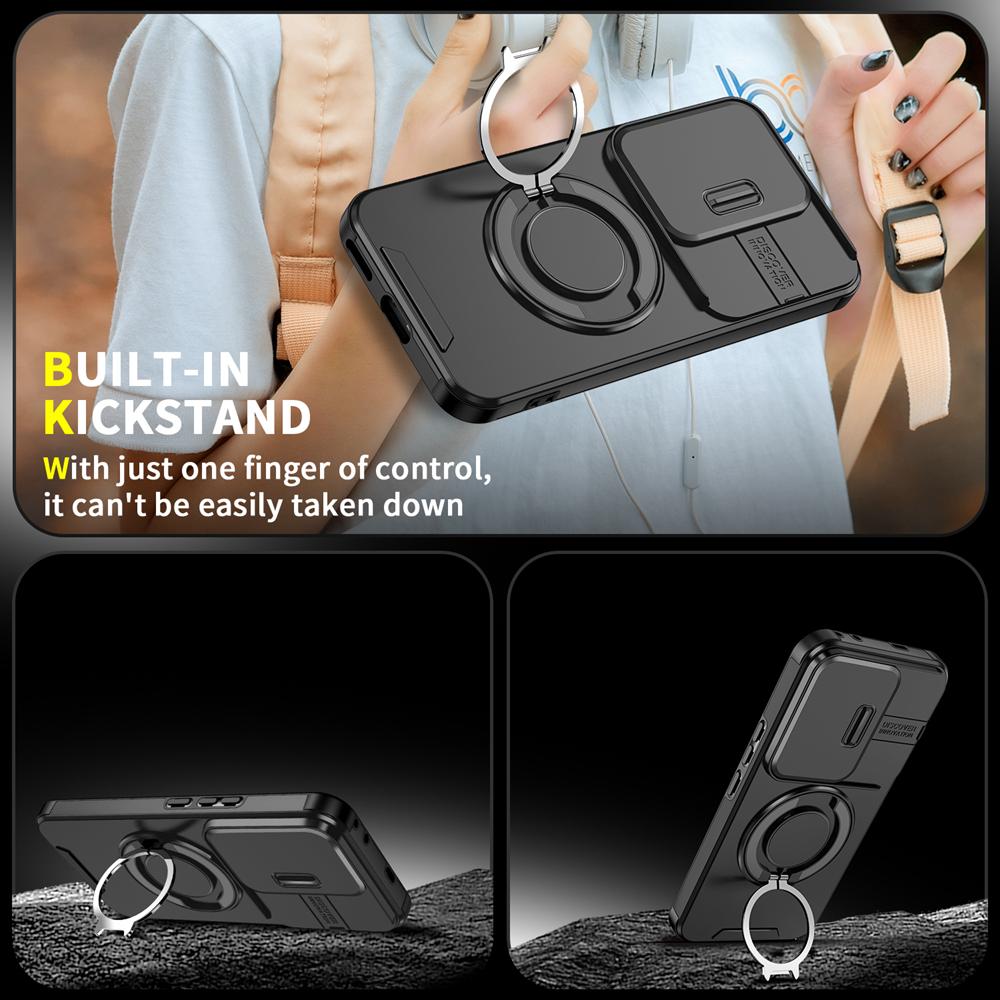 KEYSION 360° Ringständer Handyhülle für HONOR 400 Pro 5G Schiebkamera Schutz Magnetische Stoßfeste Rückabdeckung für Honor 400 5G