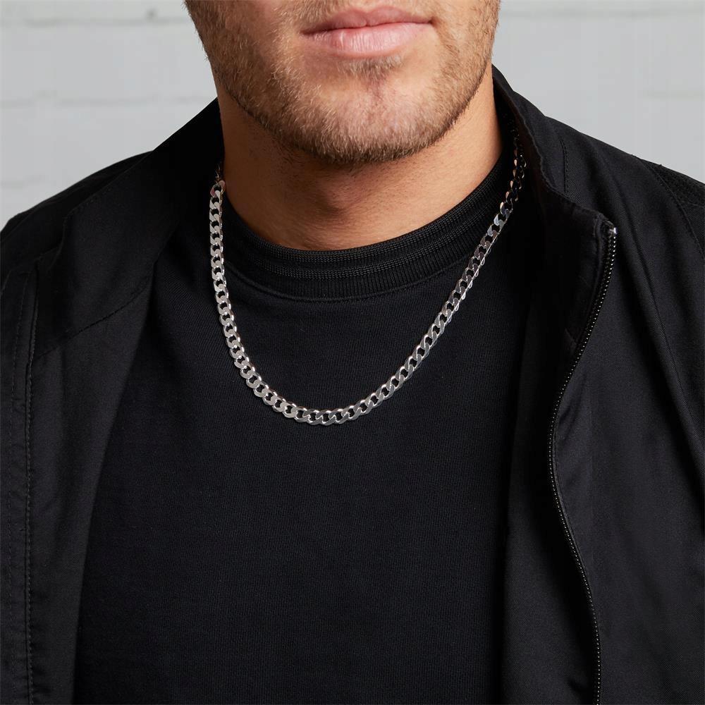 Men' Silver Chain Cuirass 925 SILVER FULL 7mm Diamond Cuban