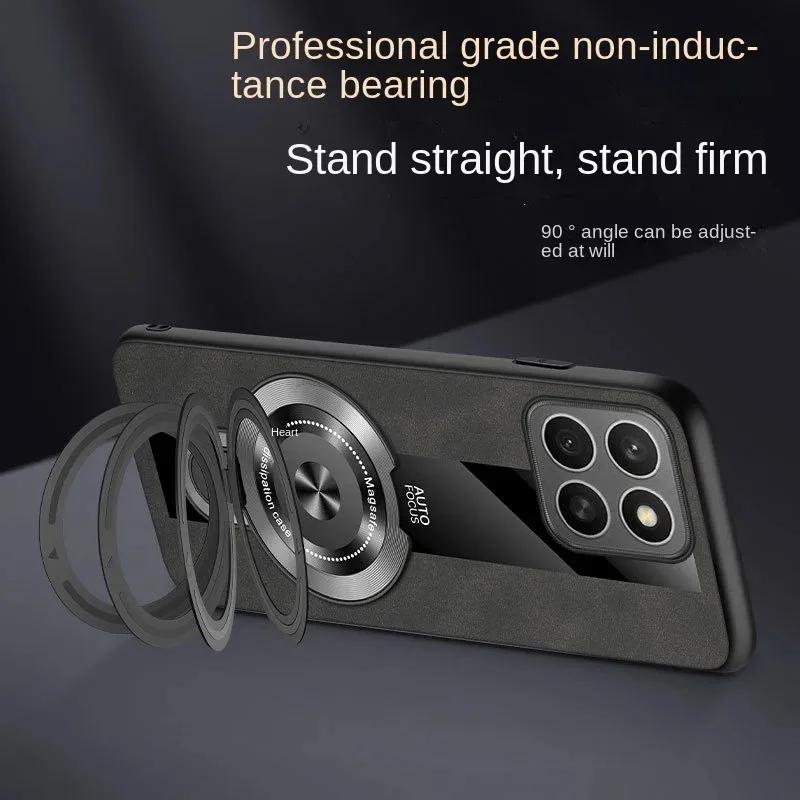 For Magsafe Wireless Charging Cover For Xiaomi 15T Pro 17T Pro PU Leather Shockproof Ring Stand Holder Case For Xiaomi 17 Max