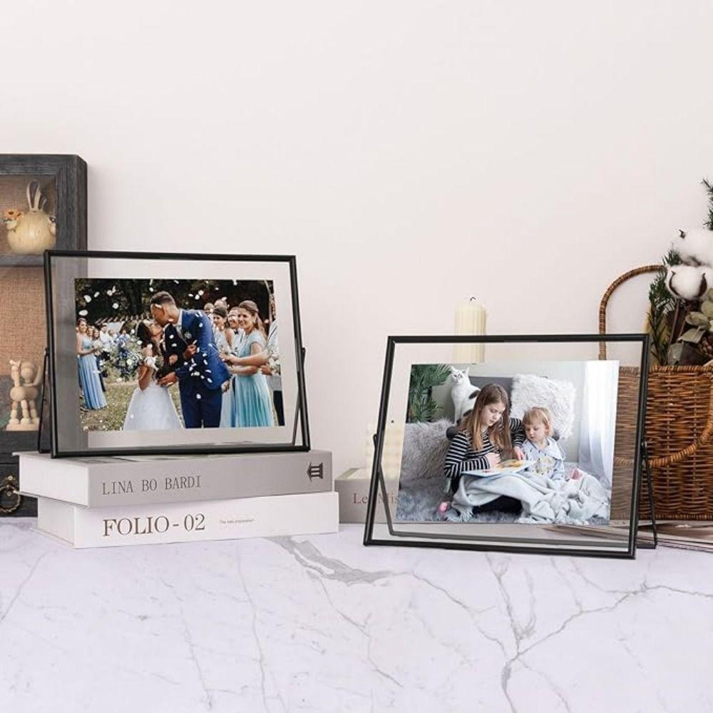 Transparent Surface Metal Photo Frame Minimalist Style Floating Picture Frame  Display