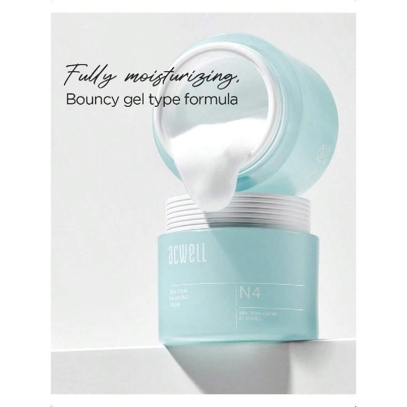 Acwell Real Aqua Crème Équilibrante 50ml - Crème Visage Hydratante Équilibrant le PH, Apaisant les Problèmes de Peau et les Rougeurs pour Peau Sensible