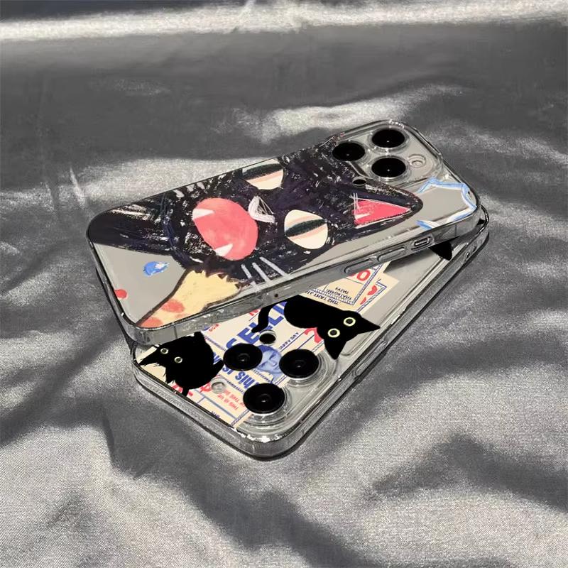 Doodle Angry Cat Pattern Phone Case For Samsung Galaxy S26 S25 Ultra S24 S23 FE S22 S21 Plus S20 A73 Clear Bumper Cover