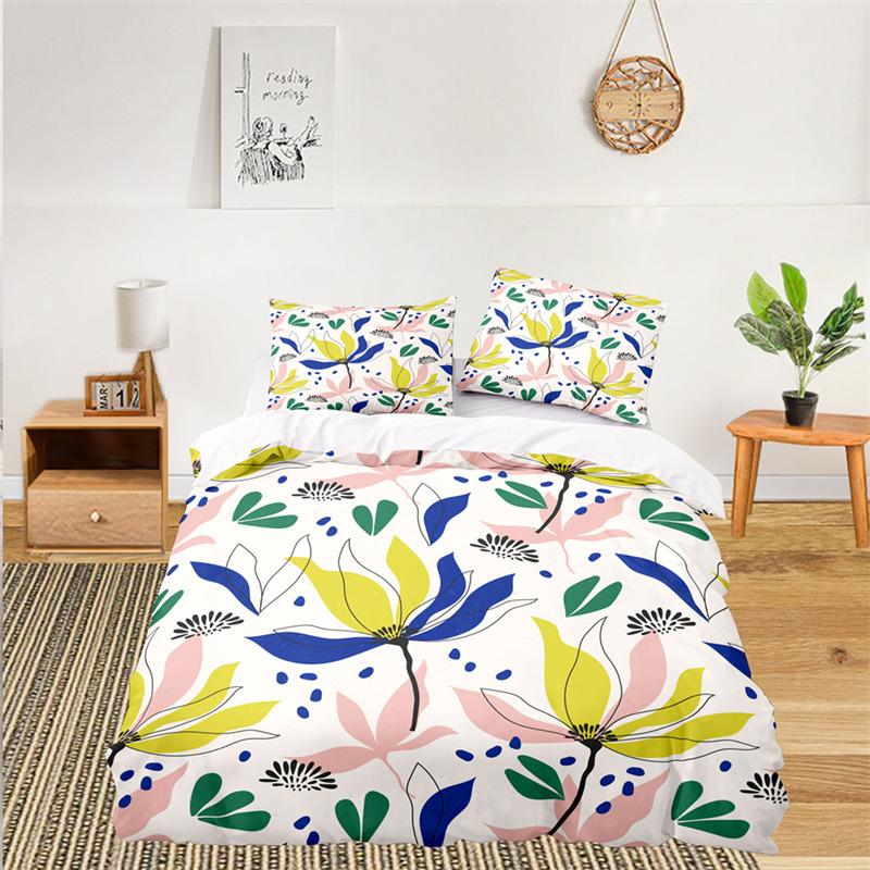 Soft Floral Bedding Set For Kids Girls Adults Leaves Flowers Branch Print Duvet Cover Set Quilt Cover Pillowcases Bedroom Decor