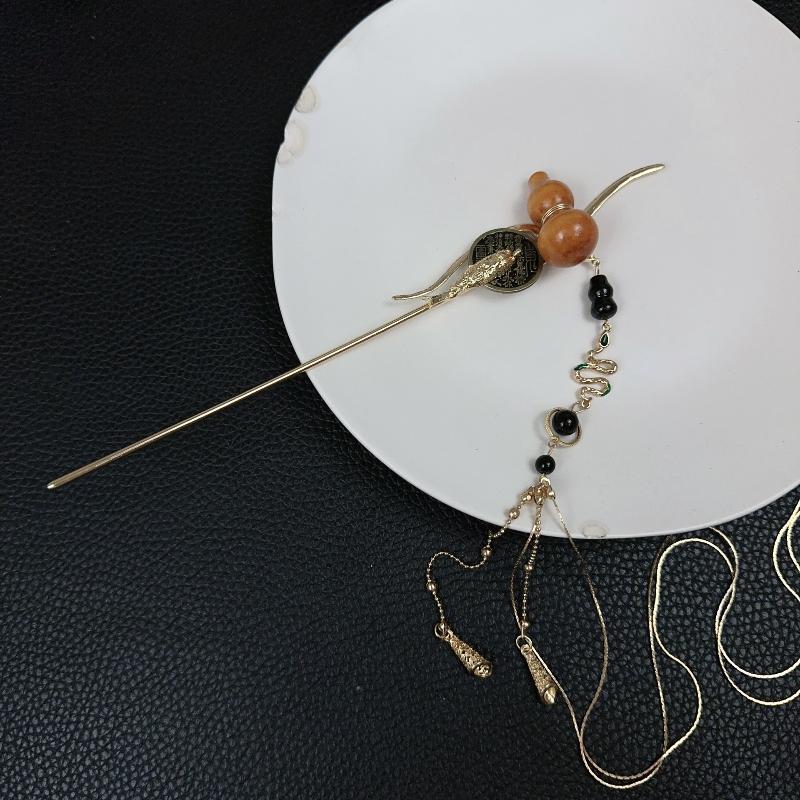 Chinese Style Gourd Tassel Hair Stick For Women Elegant Metal Chopsticks Hanfu Hairpin Ancient Style Hair Accessories