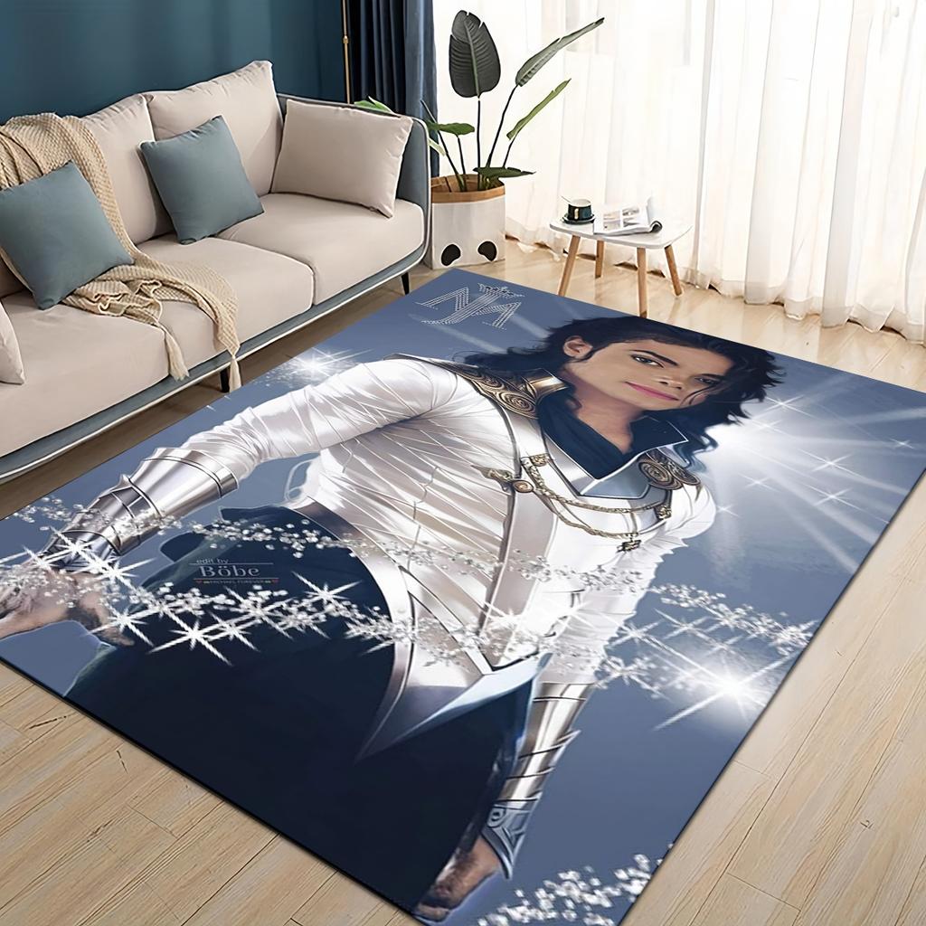 Neuer Stil Michael Jackson King of Pop MJ Teppich für Wohnzimmer Schlafzimmer Zuhause Sofa Dekoration, Rutschfeste Bodenmatte für Kinder