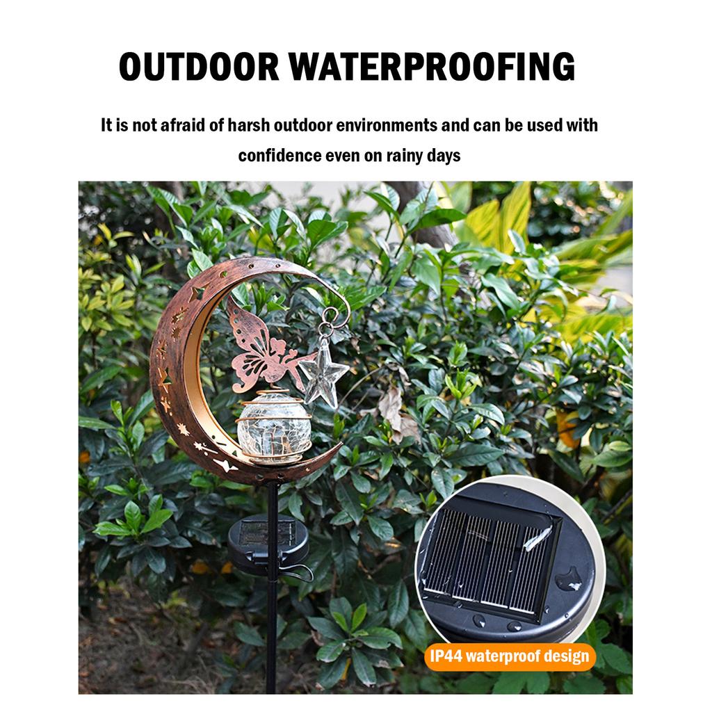 1 Solar Lamp, Featuring Moon And Star Patterns, An Outdoor Garden Decoration Lamp, An Iron Lamp For The Courtyard, A Party Gift