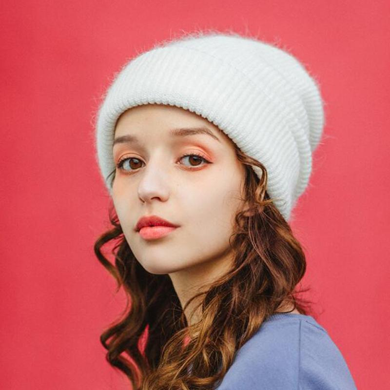 Čepice s čepicí pro ženy Zimní čepice Pletená králičí kožešina Skullies Čepice Teplá čepice s čepicí Dámské čepice pro dívku čepice