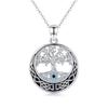 Charm Female Crystal Stone Life Tree Pendant Necklace Vintage Silver Color Wedding  For Women