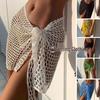 Solbeskyttelse Hul Ensfarget Knyte Sexy Kort Skjørt – Strandomslag Gaze Design