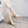1356-23 Sandals Half Slippers Fashion High Heels Summer 2025 New Medium Heel Sandals