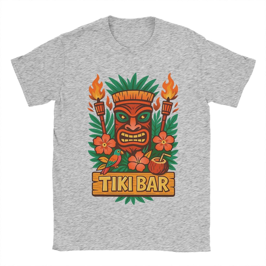 Retro Tiki Mask Tropical Fire Vibes Unisexs T Shirt  Creative Tees Short Sleeve Crewneck TShirts Cotton Printed Clothing