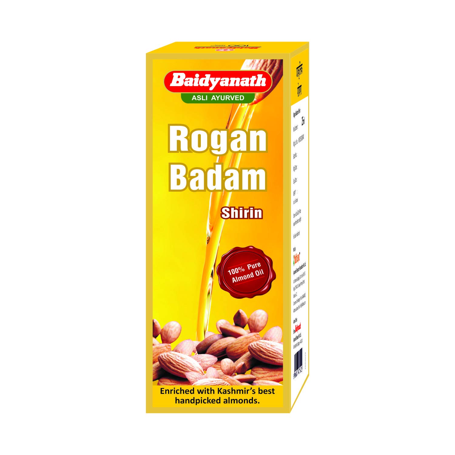 

Baidyanath Jhansi Rogan Badam Shirin Cold Pressed Almond Oil 25 ml Pack Pure Nourishing Oil For Skin Hair And Infant Massage