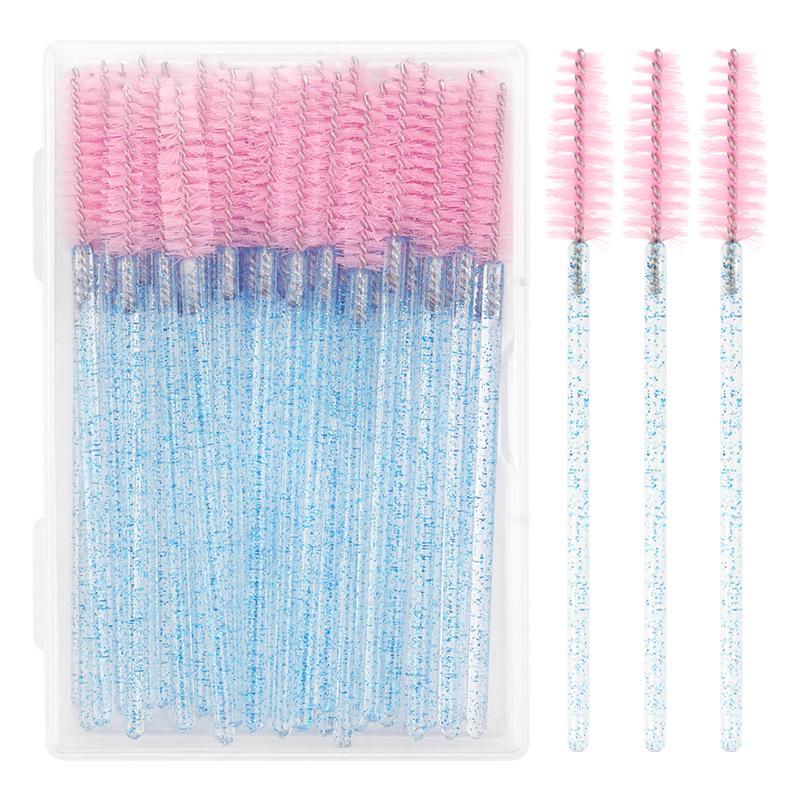 50-Pack Disposable Crystal Handle Eyelash Brushes
