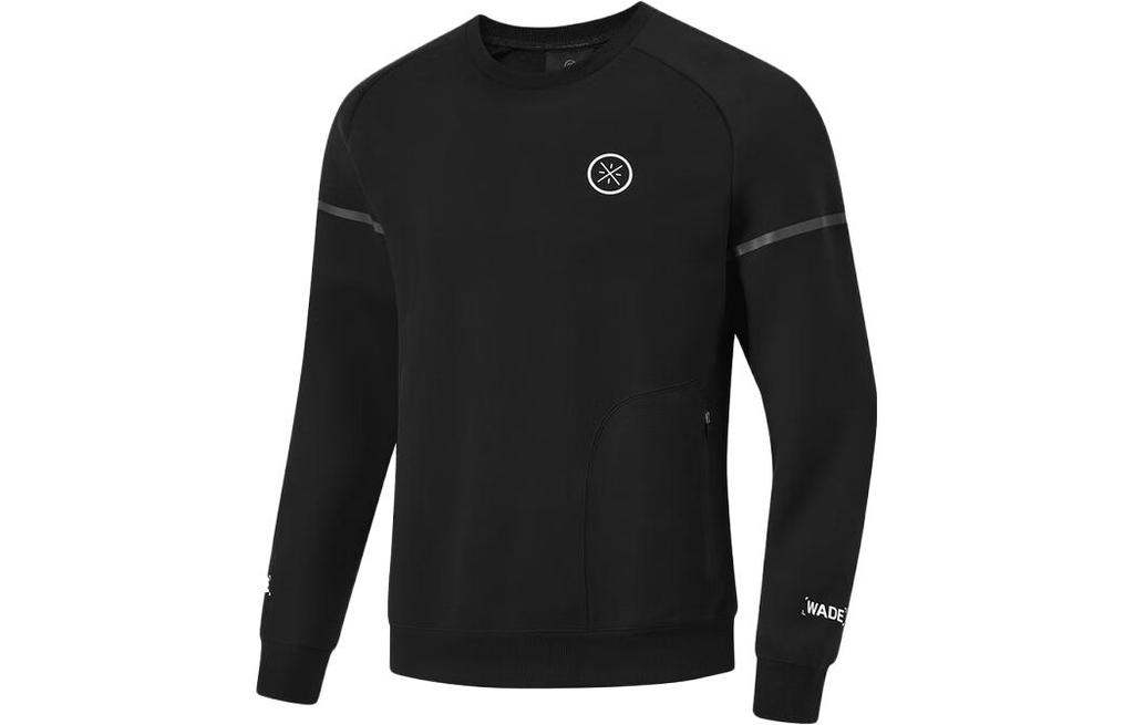 Li Ning Sweatshirts Men's Black Crew Neck Moderate Regular AWDT921-1
