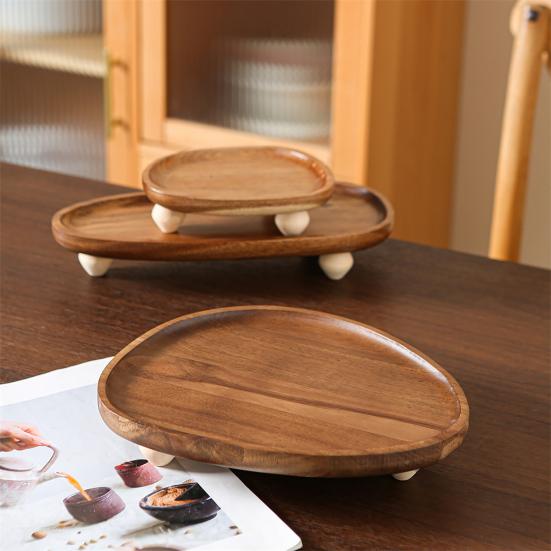 Dřevěný servírovací podnos Malý podnos na občerstvení Rustikální nepravidelný podnos na dezerty Dekorativní podnos pro rostliny, svíčky, klíče, šperky, hodinky