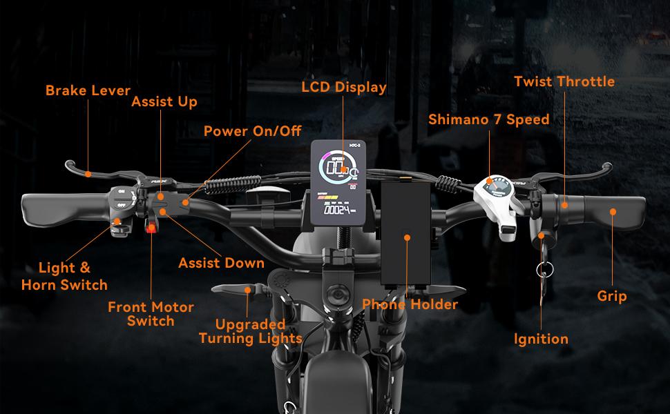 Bluvall K10 Elektrofahrrad Spitze 3000W Doppelmotor 52V 43Ah Doppelbatterie 20 Zoll Dicke Reifen Vollfederung E-Bike für Erwachsene