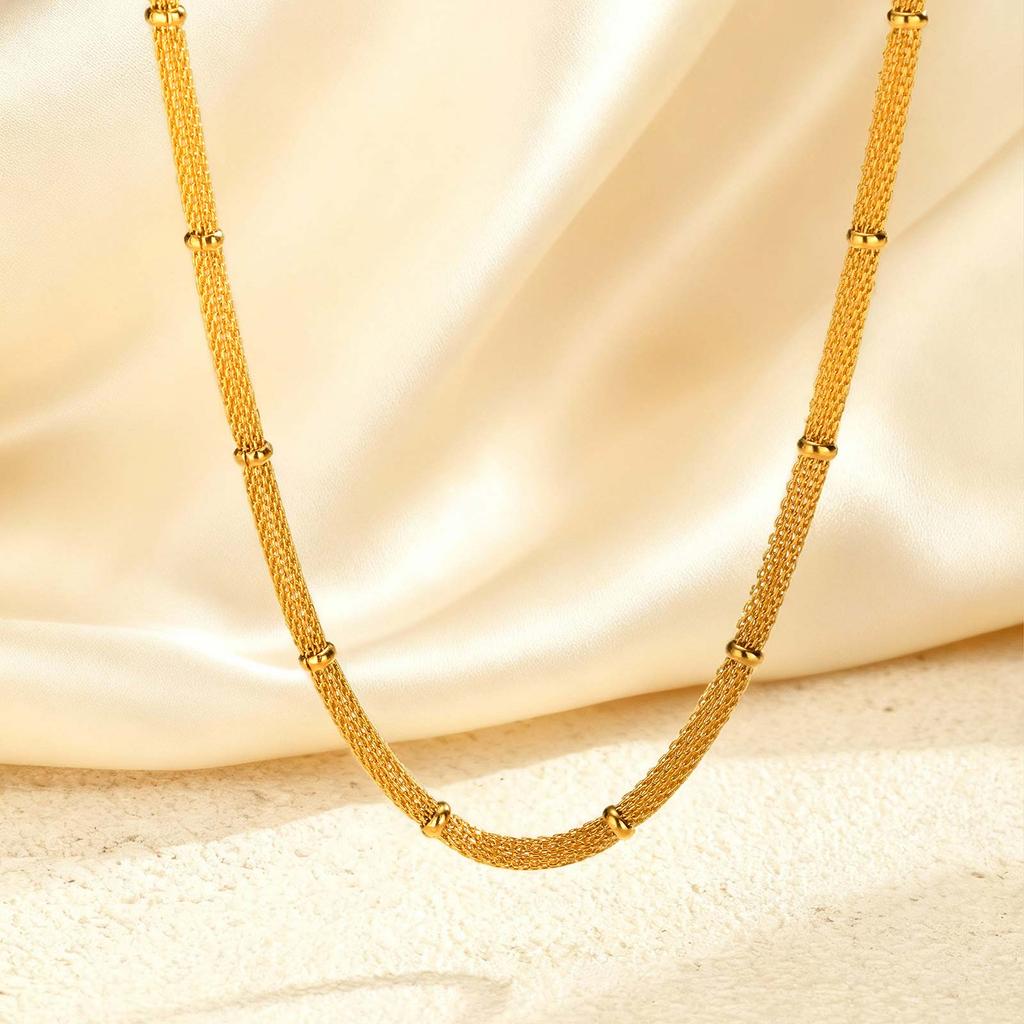 Stainless Steel Mesh Bead Chain Bracelet for Women, Gold Plated Waterproof Bracelets,Unique Jewelry Gift