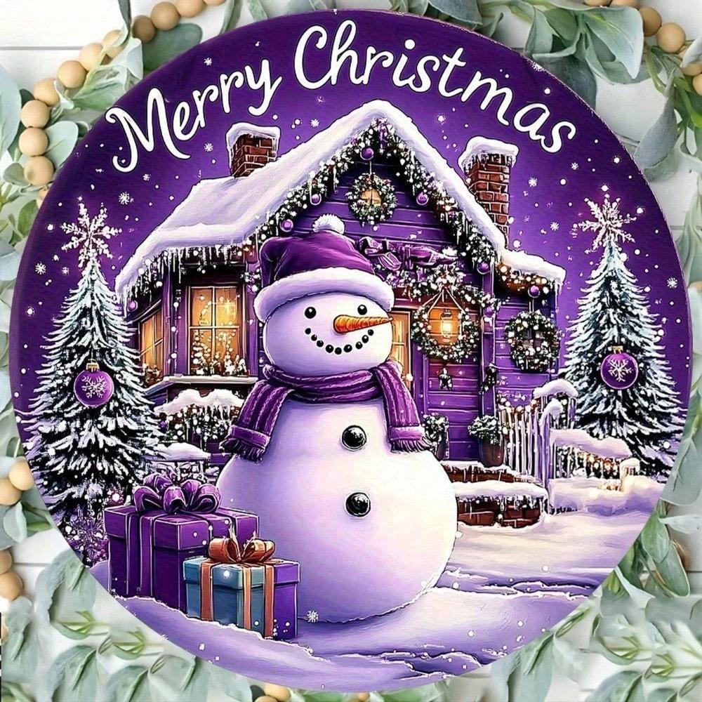 2D Flat Iron Christmas Village Decoration Snowman Merry Christmas Text Hanging Ornament for Home Kitchen Cafe