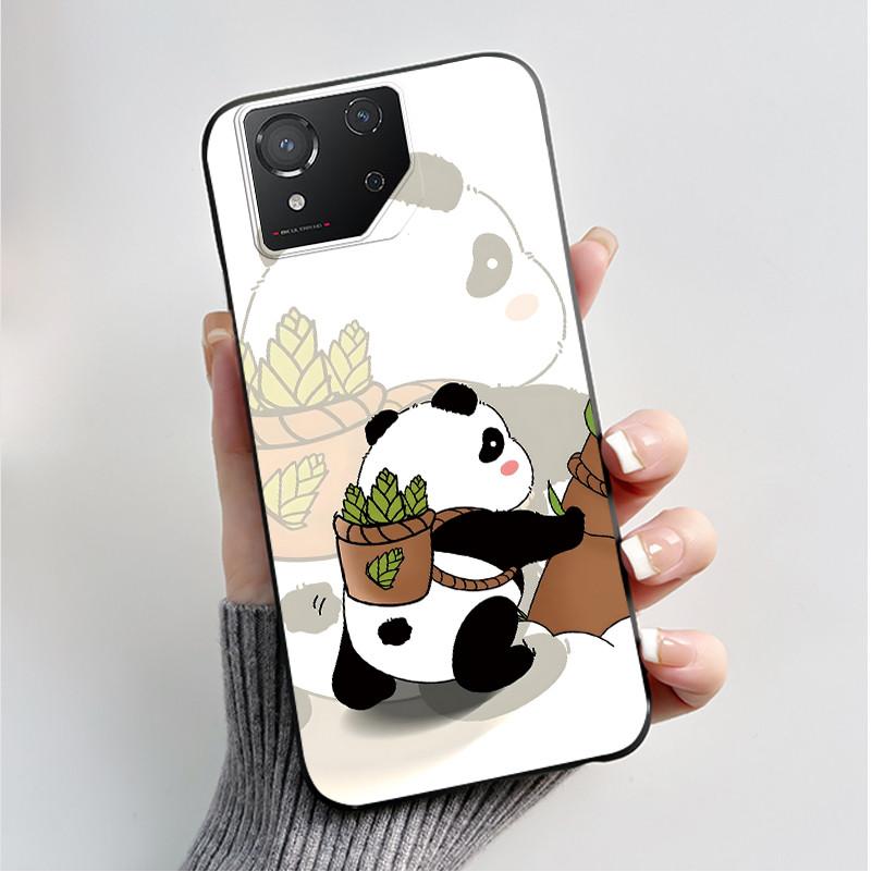 For ASUS ROG Phone 8 Case For ROG Phone 8 Pro Case Capa Soft Silicone Black Shell Cover Cute Flower Cartoon Printing Phone Cases