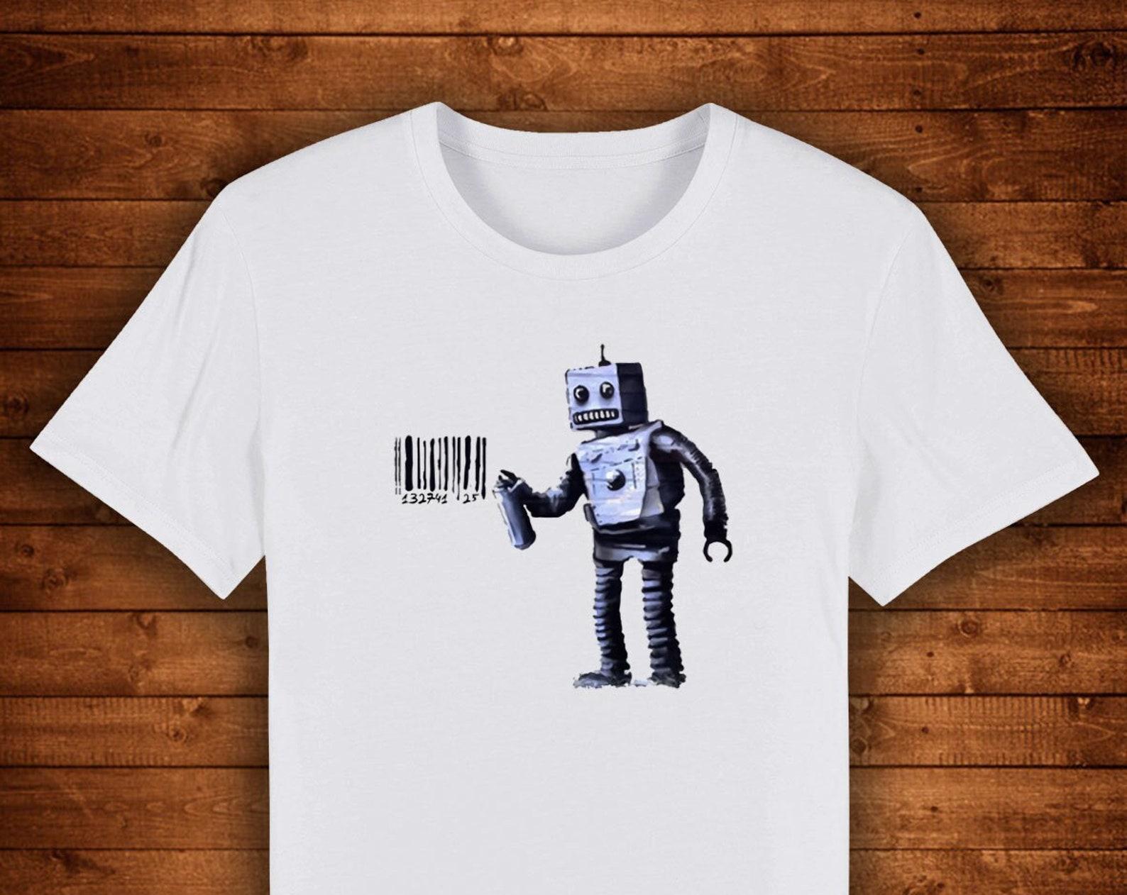 Banksy Robot Barcode Graffiti Art Street / T shirt Unique Design Street Wear Art Urban Graphic Tees Top 3XL