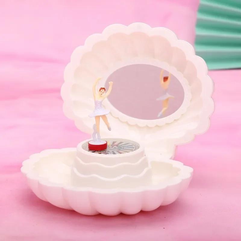 1Pc Shell Shaped Clockwork Musical Boxes Girls Dancing Ballerina Musical Box Christmas Birthday Jewelry Box Gifts Ornaments