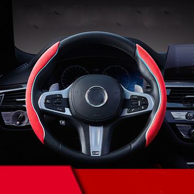 3Pcs Suede Universal Car Steering Wheel Cover Booster Non-Slip Interior Styling Decoration Steering Wheel Cover Red
