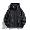 Men's Plus Velvet Thick Hooded Windbreaker - Large Size Warm Loose Workwear Jacket