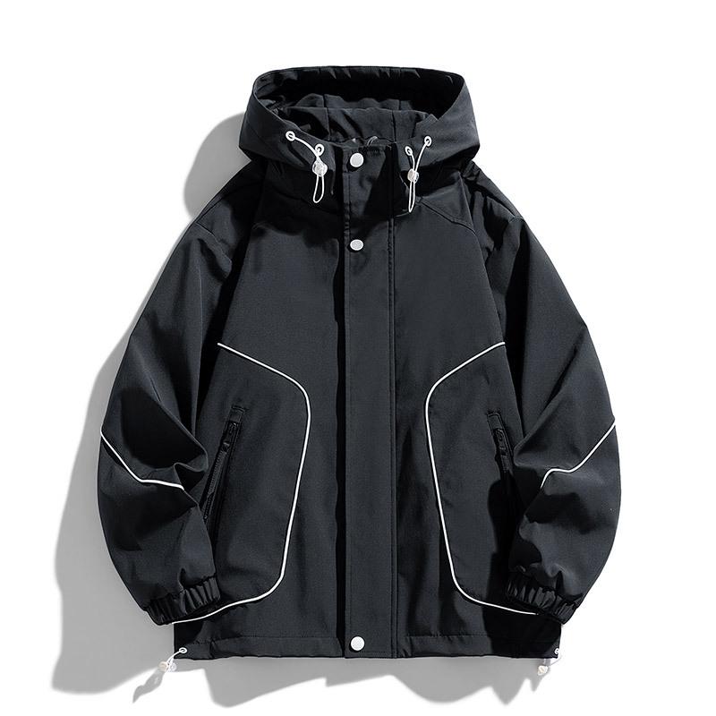 Men's Plus Velvet Thick Hooded Windbreaker - Large Size Warm Loose Workwear Jacket