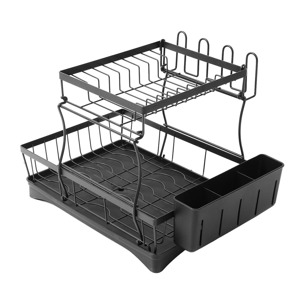 Dish Drying Rack Multipurpose Large Capacity Strong Load Bearing 2 Tier Dish Rack with Drainboard fo