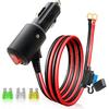 Male Cigarette Lighter Adapter To Battery Ring Terminal 3.3FT 12V/24V, Heavy Duty 12AWG Cigarette Lighter Plug with 15 20 25 30A Fuse, Waterproof