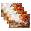4/6/8 Piezas Manteles Individuales Paisaje Cosecha de Otoño Set, 11.81*17.72 pulgadas, Adecuado para Decoración de Cocina y Comedor, Decoración del Hogar, Mesa de Cena Familiar,