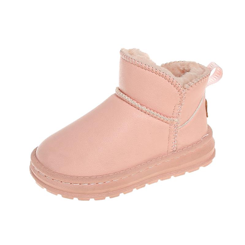 

Boys Girls Winter Kids Snow Boots Ankle Slip-on Classic Soft Kids Shoes Warm Thick Plush Cotton Children Rubber Boots 26 розовый