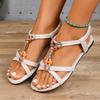 Fashion New Summer Flat Sandals Women Rhinestone Gladiator Woman Sandals Comfortable Non Slip Beach Shoes for Women Sandalias De Mujer
