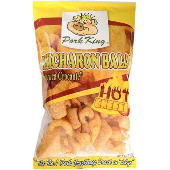 

PORK KING CHICHARON BALAT Chicharon Hot Cheese Fried Pork Skin Snack 60g x 5 pieces