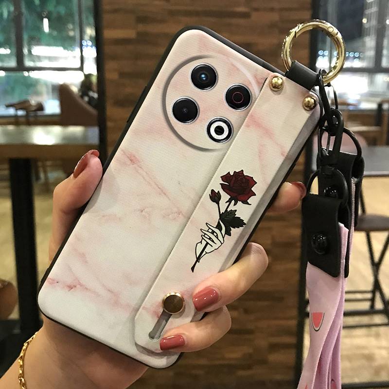 Protective Flower Phone Case For Tecno Spark30 Pro 4G/KL7 Kickstand Dirt-resistant Phone Holder Wrist Strap Back Cover