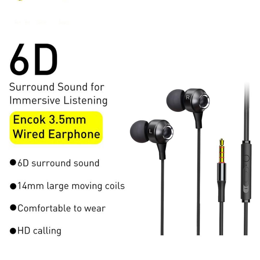 Wired Earphones 6d Stereo Bass Headphones With Microphone In-ear 3.5mm Headset Compatible For Xiaomi Phones