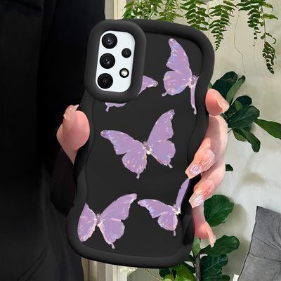 Purple Butterfly Soft Phone Cover for Samsung Galaxy A52 A73 A12 A11 S24 Ultra 5G S23 S22 S21 S20 FE Wave Edge Shockproof Protective Rubber Case