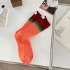Fashionable and versatile Contrast colored socks women's high top pile up socks Korean version of spring/summer cotton socks