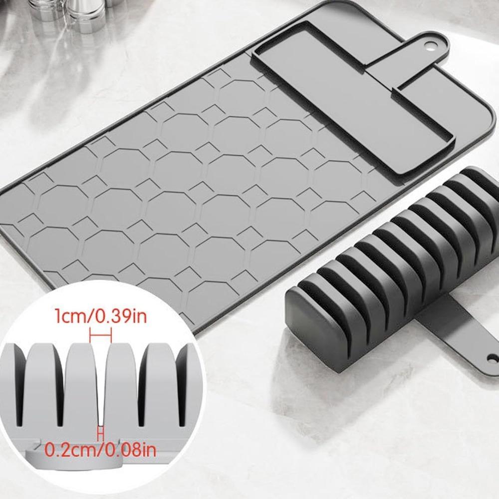 Silicone Material Kitchen Knife Mat 10 Compartments Knife Block Organizer Countertop Alternative