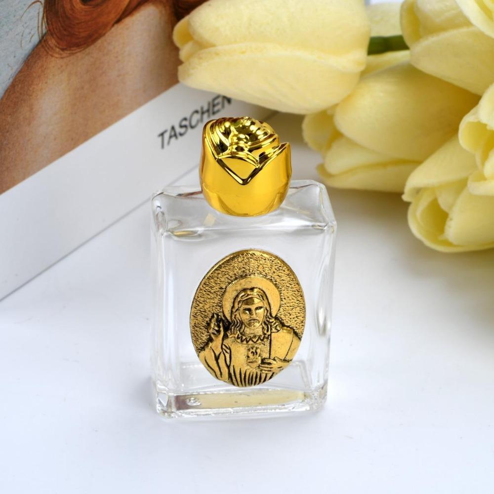1Pc Holy Water Sacred Heart Jesus Bottle Religious Cross Bottle Christian Sculpture Bottle Holy Water Bottle